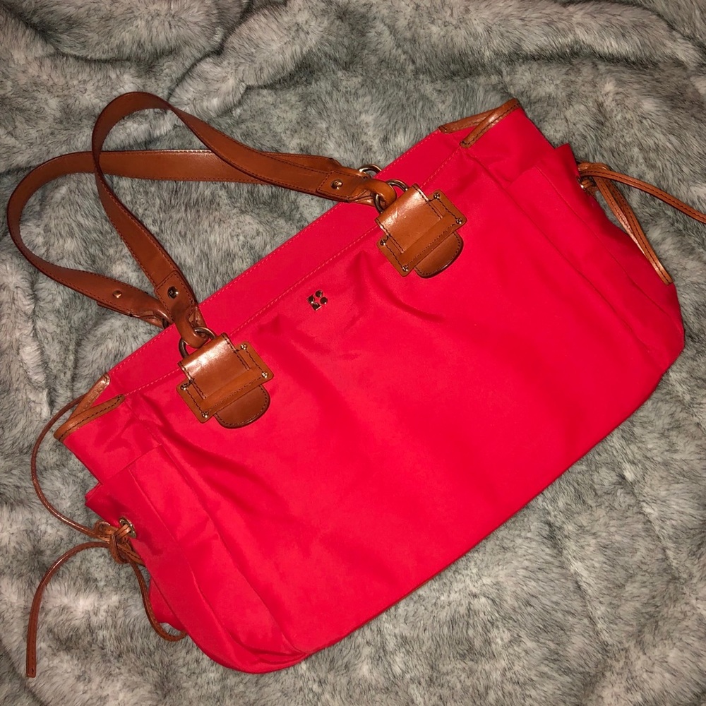 Kate Spade Red Nylon Large Shoulder Bag Purse